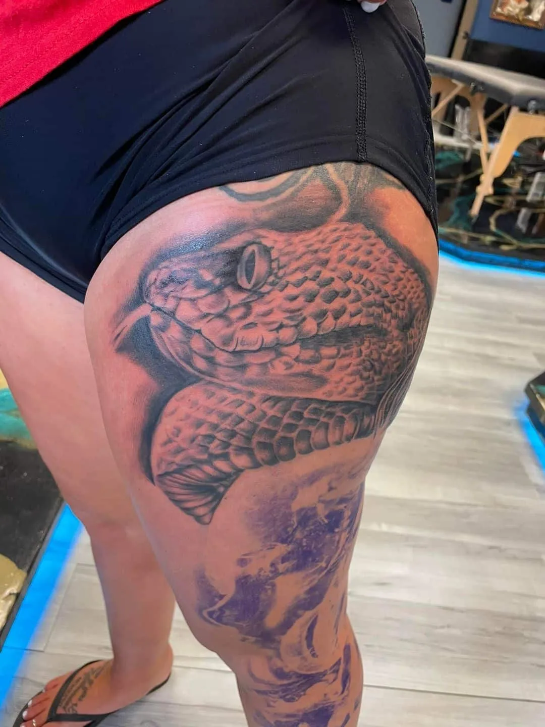 black & grey realism tattoo by TJ Cornelius at Fallen Raven Tattoo Studio in Simpsonville, SC
