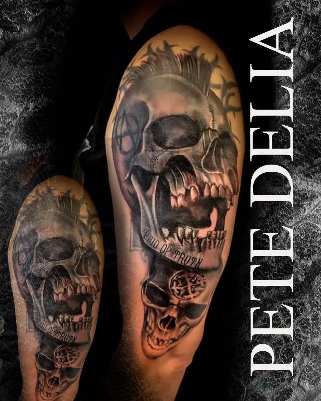 black & grey realism tattoo by Pete Delia at Fallen Raven Tattoo Studio in Simpsonville, SC