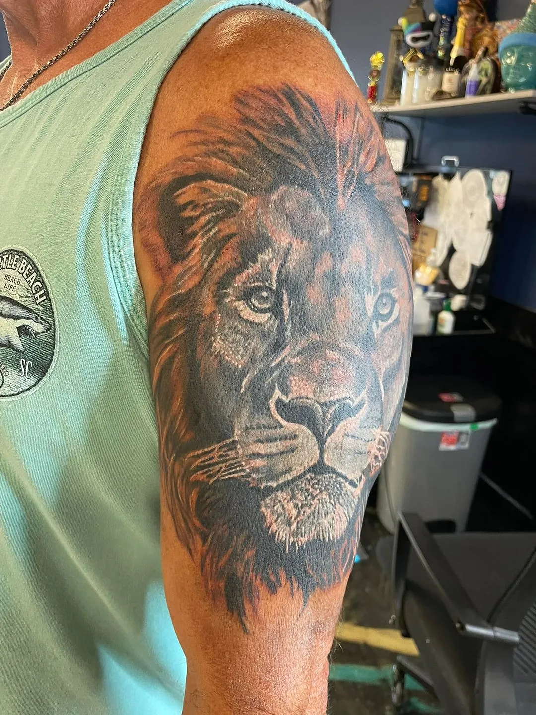 black & grey realism tattoo by TJ Cornelius at Fallen Raven Tattoo Studio in Simpsonville, SC