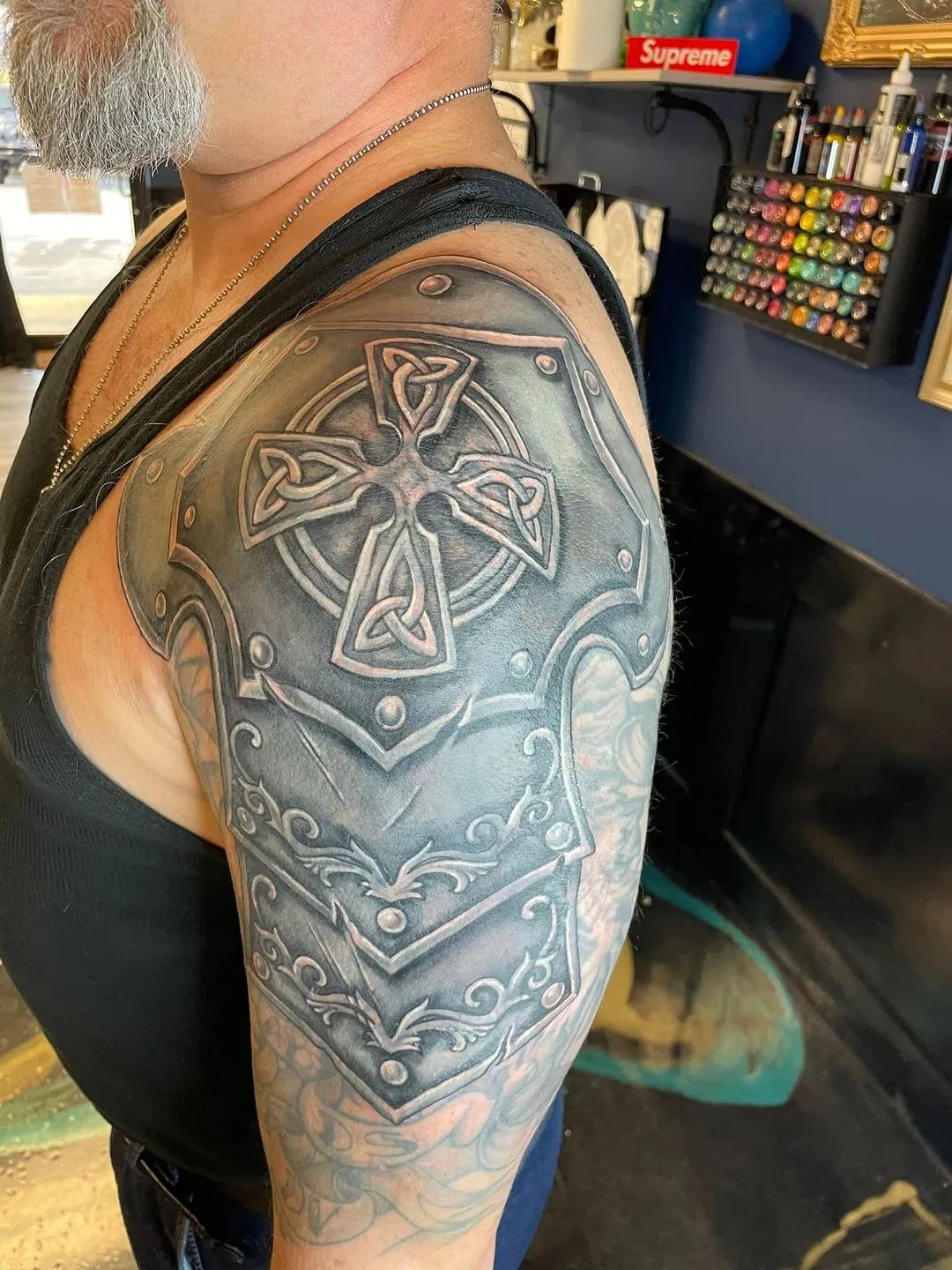 black & grey realism tattoo by TJ Cornelius at Fallen Raven Tattoo Studio in Simpsonville, SC
