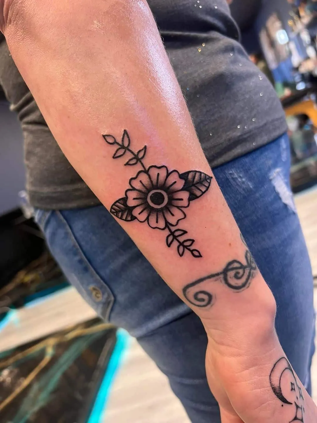 fine line tattoo by Trey Couch at Fallen Raven Tattoo Studio in Simpsonville, SC